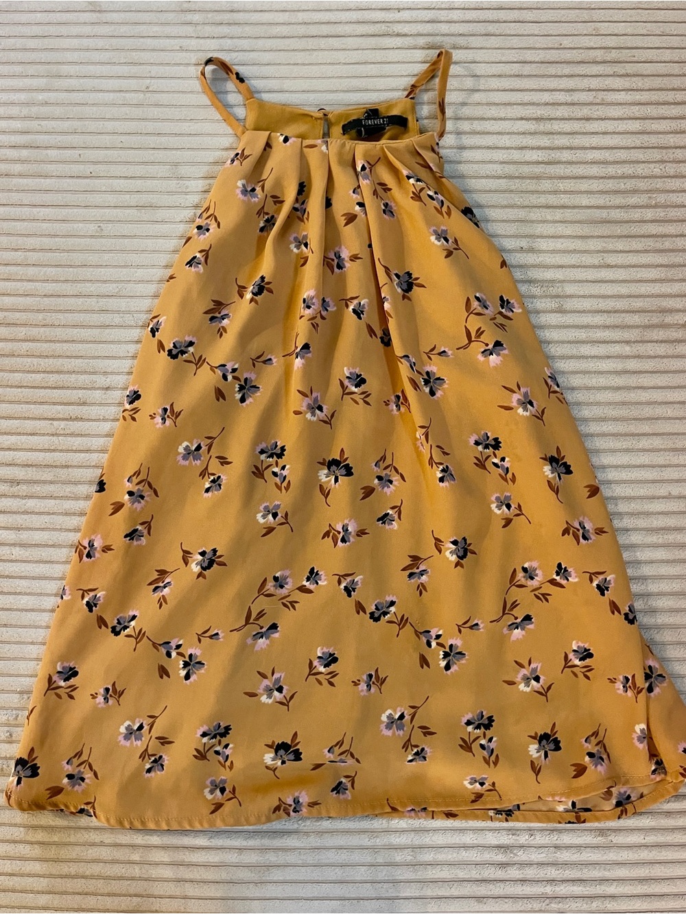 Floral Mustard Yellow Summer Autumn Inspired Spaghetti Strap Blouse Small